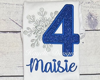 Girls Personalised Frozen t-shirt | Birthday | Embroidery | Frozen Birthday | Snowflake