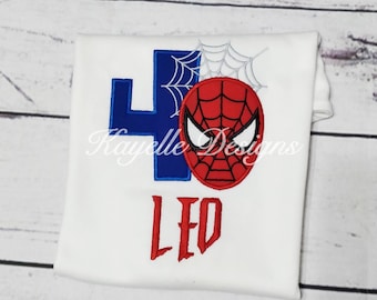 Camiseta infantil personalizada de araña / Cumpleaños / Bordado /