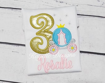 Girls Personalised Princess t-shirt | Birthday | Embroidery | Cinderella birthday | Princess Carriage