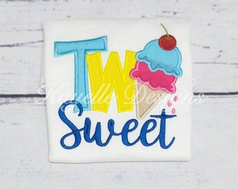 Boys two sweet ice-cream t-shirt | Birthday | Embroidery | Ice-cream Birthday |
