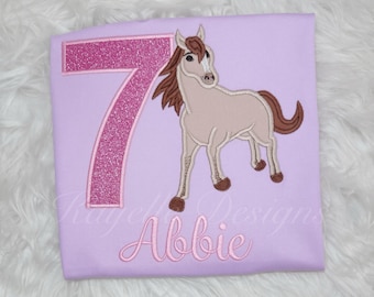 Girls Horse t-shirt | Birthday | Embroidery | Horse Birthday