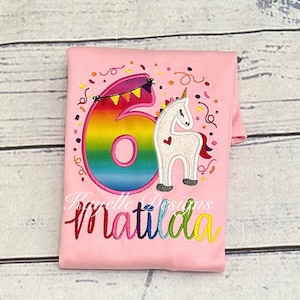 Girls Unicorn t-shirt | Birthday | Embroidery | Unicorn Birthday