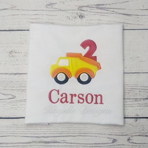 Boys Personalised construction vehicle t-shirt | Birthday | Embroidery| Construction Zone