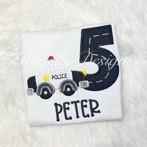 Boys Personalised Policeman Birthday t-shirt | Birthday | Embroidery| Police Car | Emergency Vehicles|