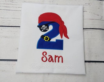 Children Personalised Pirate t-shirt | Birthday | Embroidery|