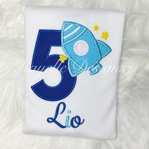 Boys Personalised Rocket t-shirt | Birthday | Embroidery| Rocket| Astronaut