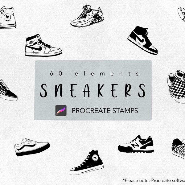 Procreate stamps | Trendy sneakers elements | 60 sneakers stamp for procreate | Easy to use | Commercial license included