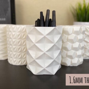 V2 | Thicker Solid Warm White Pencil Holders | Pen Holders | Pencil Cups | 3D Printed | Minimalistic | RC | Version 2 | 1.6mm Thick