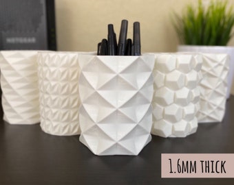V2 | Thicker Solid Warm White Pencil Holders | Pen Holders | Pencil Cups | 3D Printed | Minimalistic | RC | Version 2 | 1.6mm Thick