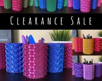 0.8mm Thin | Discontinued Thin Version | Silk Dual Color Pen Holders | Edgy Pencil Cups | 3D Printed | CV | 0.8mm Thin