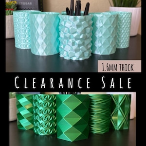 1.6mm Thick | Discontinued Filament | Solid Silk Pencil Cups | Unique Pen Cups| Glacier Blue Emerald Green | 1.6MM