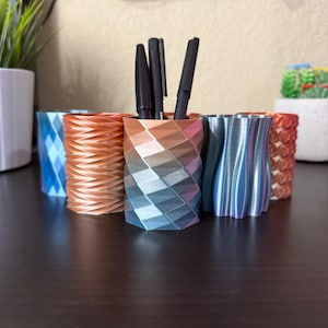1.5mm Thick | Mini Cup Samples | Oasis Gradient Silk Pencil Holders | Pen Holders | Pencil Cups | 3D Printed | RC |  Orange Blue