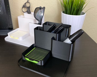 Desk Organizer | Multi- Section Pencil Holder | 3D Printed | Sticky Note Holder