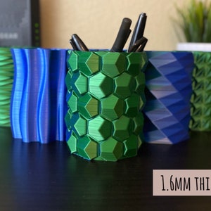 1,5 mm d'épaisseur | Pots à crayons bicolores bleu-vert Aurora | Pots à crayons uniques | Tasses imprimées en 3D | RC | 1,5 mm d'épaisseur