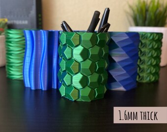 1.5mm Thick | Aurora Blue Green Dual Color Pencil Holders | Unique Pencil Cups | 3D Printed Cups | RC | 1.5MM Thick