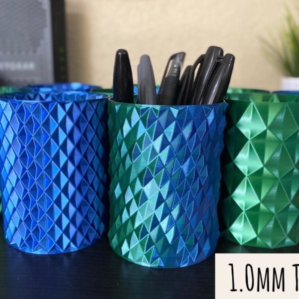 Aurora Dual Color Pencil Holders | Holders | Unique Pencil Cups | 3D Printed Cups | Edgy Cup Designs | Aurora-Blue/Green | 1.0mm Thick