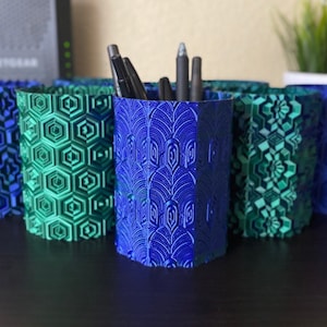 Limited Edition | Deep Sea Garden | Dual Color Pencil Holders | Unique Pencil Cups | 3D Printed Cups | CV | Blue/Green | 0.8mm Thick