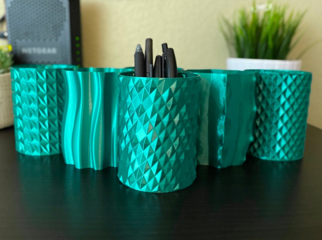 Solid Sea Green Pen Holders Edgy Pencil Cups RC 3D Etsy
