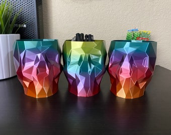 1.5mm Thick | Pen Skull Gradient Pencil Holders | Pen Holders | Pencil Cups | Pen Cups | 3D Printed | 1.5MM Thick