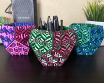 Dual Color Trinket Storage | Pencil Holder | Pentagon Hexagon Cups | CV | 3D Printed | 0.8mm Thick