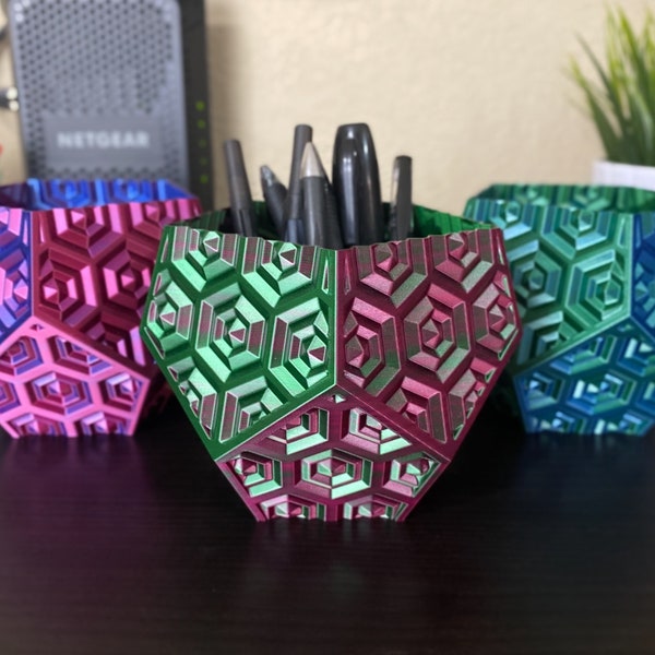 Dual Color Trinket Storage | Pencil Holder | Pentagon Hexagon Cups | CV | 3D Printed | 0.8mm Thick