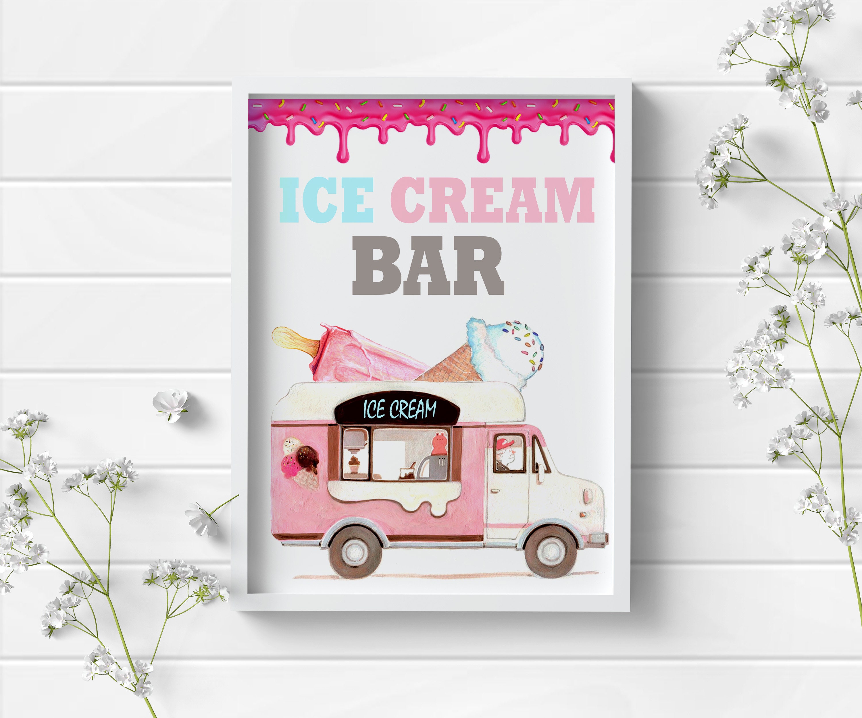 Ice Cream Bar Ice cream Sign Ice Cream Party Sign Treat Etsy