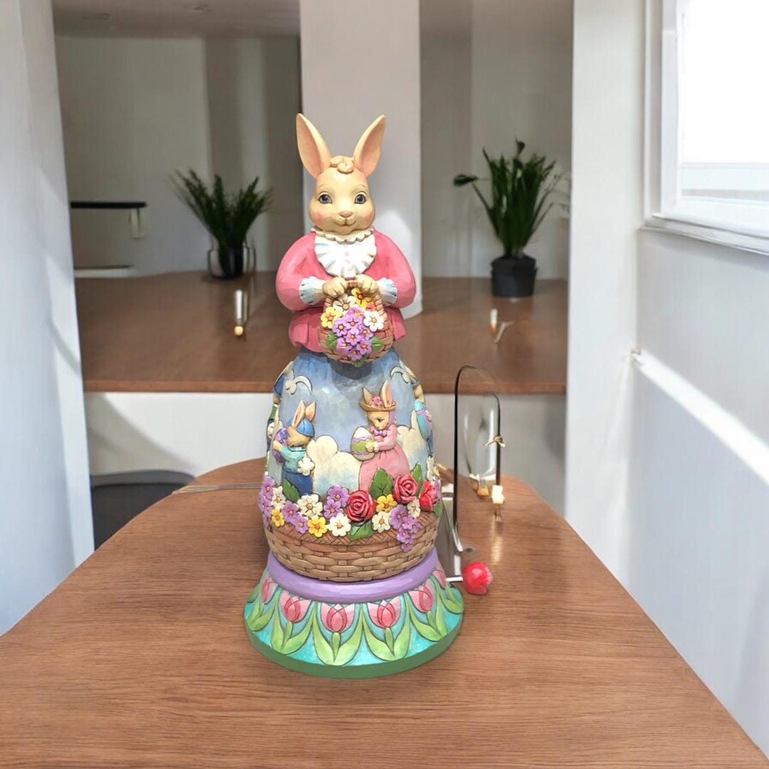 Jim Shore Easter Bunny Rabbit Figurine Music Box Titled “easter’s on ...