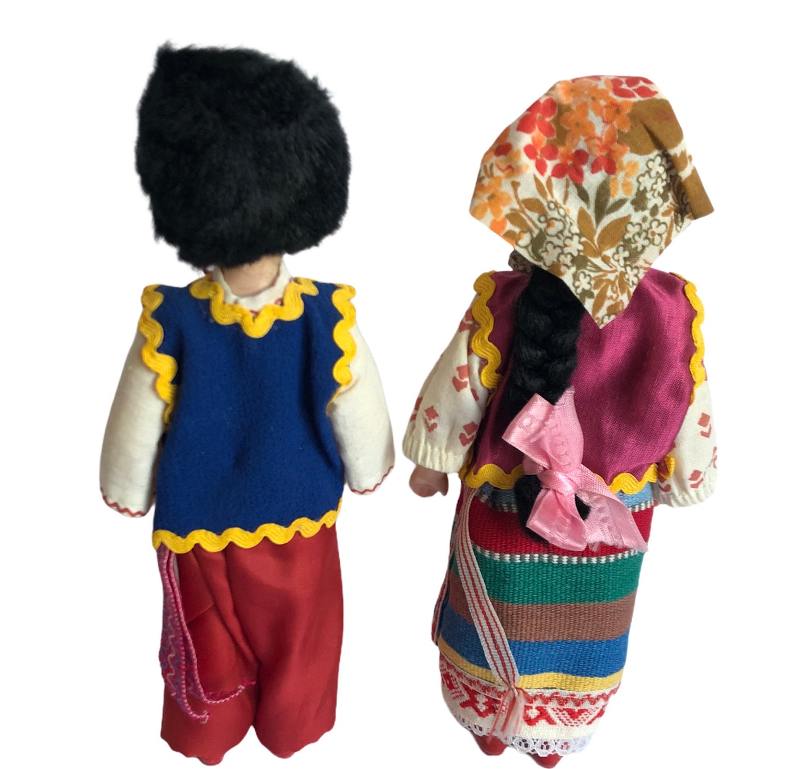 Vintage Handcrafted Folk Art Cultural Dolls Pair With Traditional ...