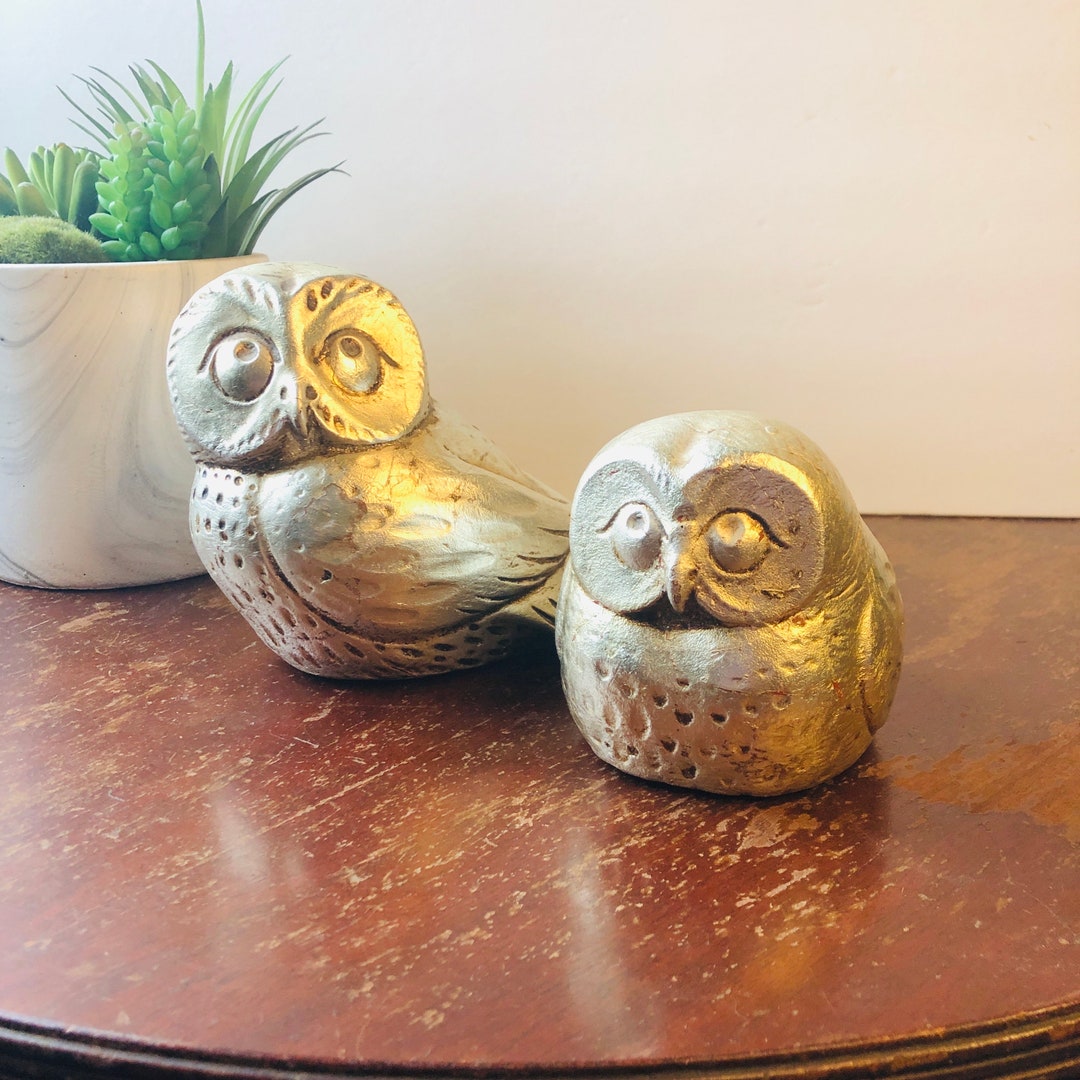1970s Owl Figurine Vintage Owl Decor Owl Lover Gift Retro Owl