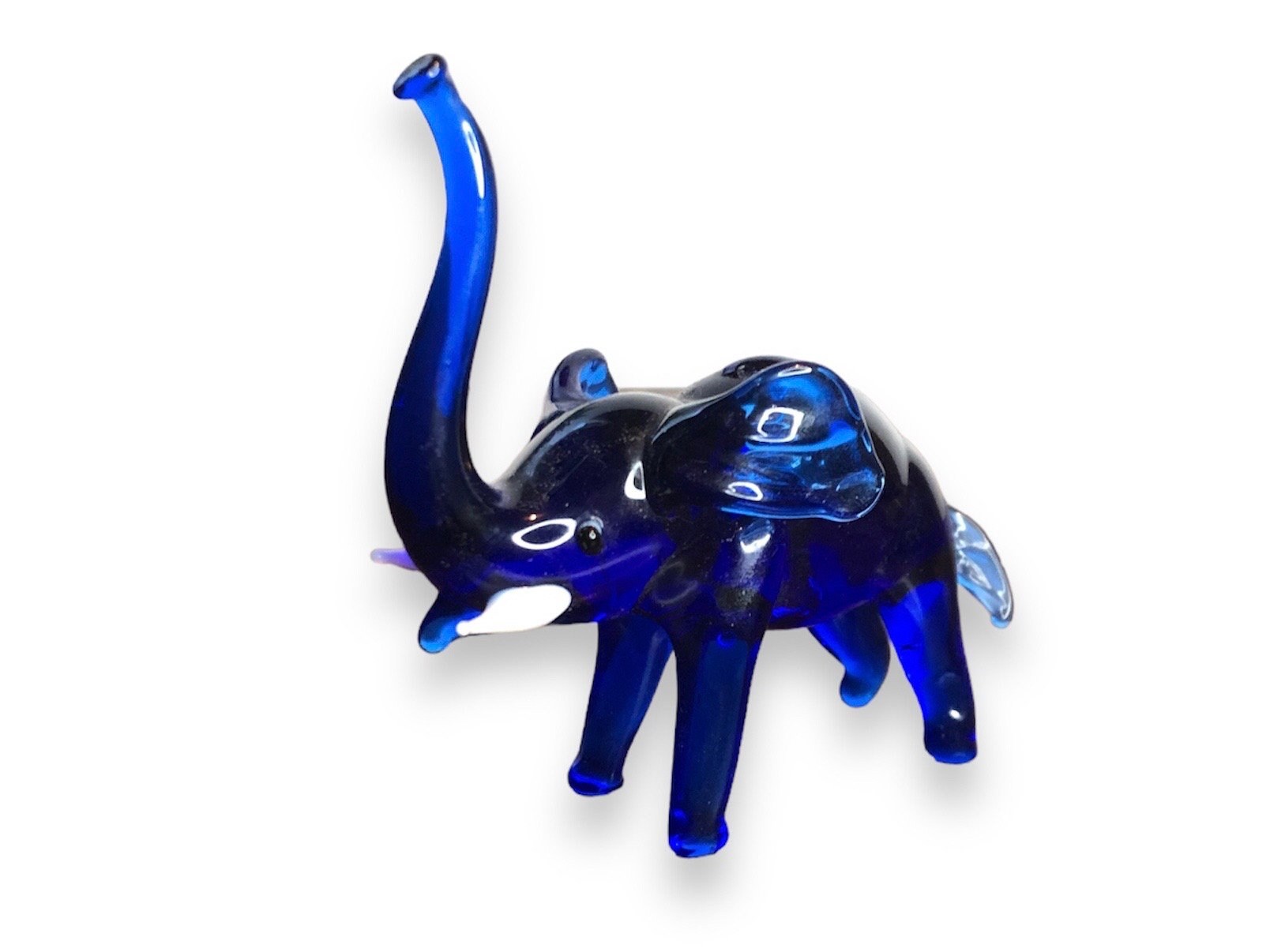 Mini Cobalt Blue Elephant Figurine • Lucky Glass Elephant
