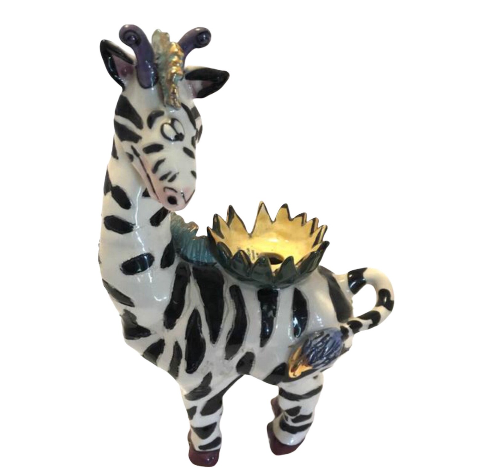 Zebra Figurine Zebra Candles Holder Vintage Candle Holder Etsy