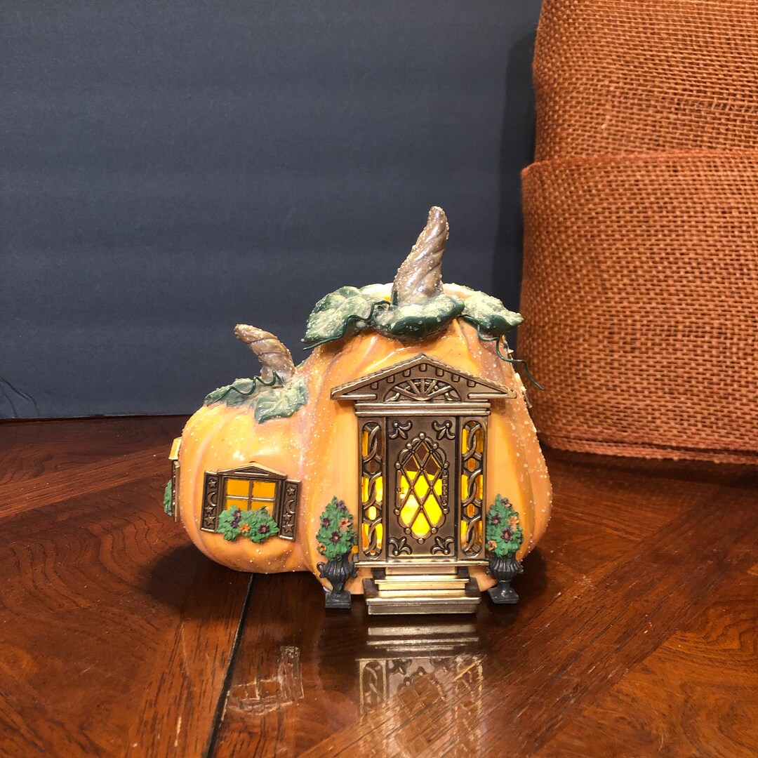 Halloween Partylite Pumpkin Cottage House Lighted Tealight Etsy