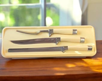 Vintage Carvel Hall Carving Knife Set: Chrome Vanadium Steel, 1950s MCM