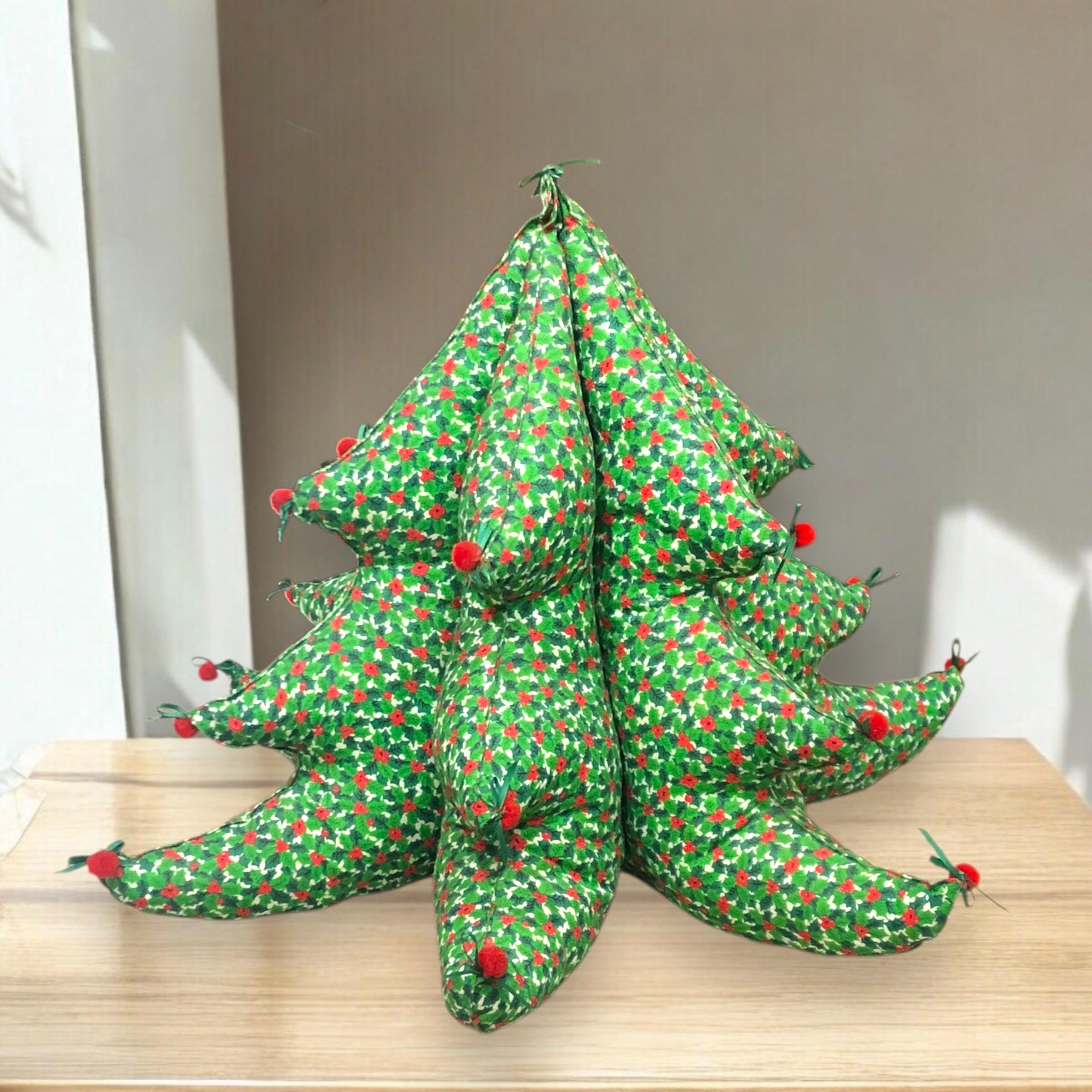 Vintage 3D Stuffed Fabric Christmas Tree: 1980s 1990s Handmade