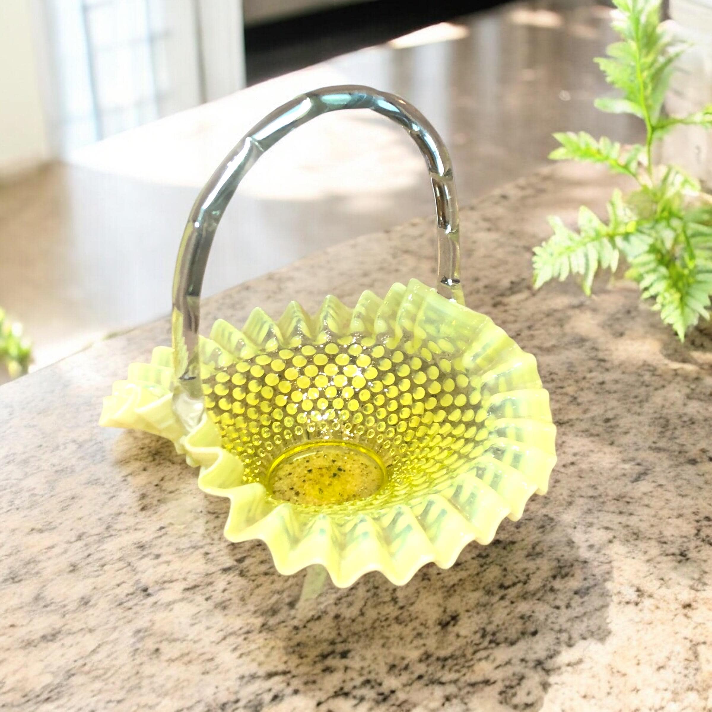 Fenton Yellow Basket - Etsy