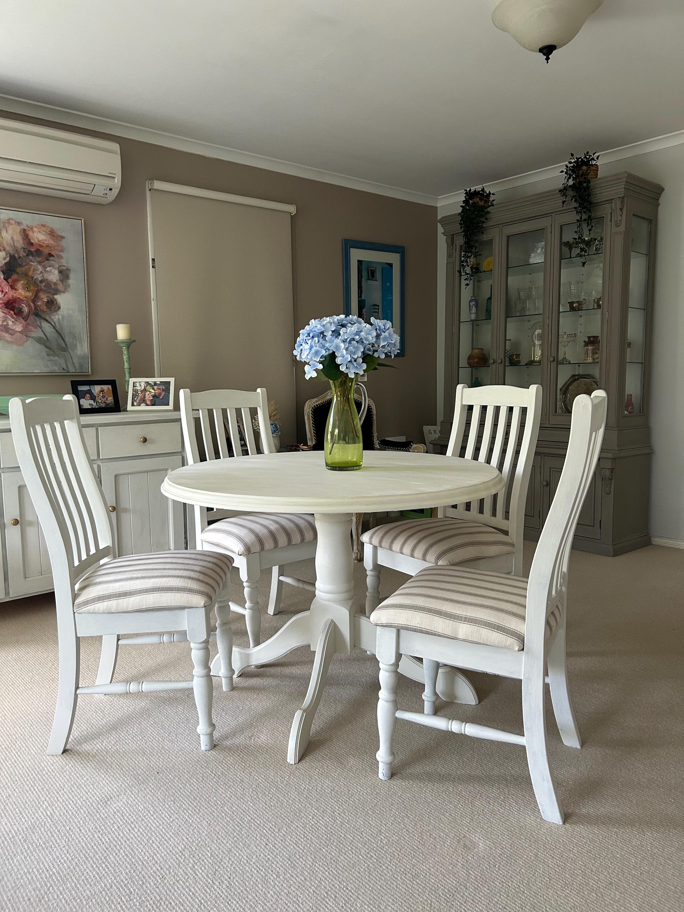 Color Chalk Paint Dining Table And Chairs Refurbished Dining Table