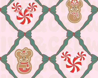 Mouse Gingerbread and Peppermint Seamless