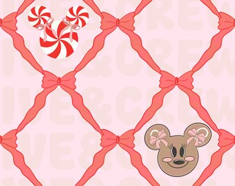 Mouse Gingerbread and Peppermint Seamless