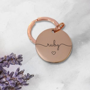 Cursive with Heart Custom Engraved Dog Tag