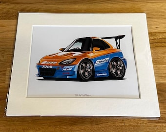 Spoon S2000 Car Cartoon Style Drawing