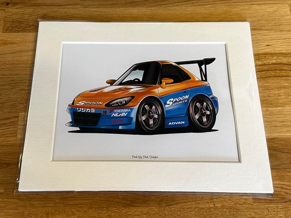 Spoon S2000 Car Cartoon Style Drawing - Etsy
