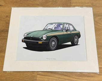 Triumph Spitfire / MGB GT tecknad stilteckning