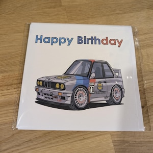 BMW E30 M3 Rally Car Happy Birthday Greeting Card