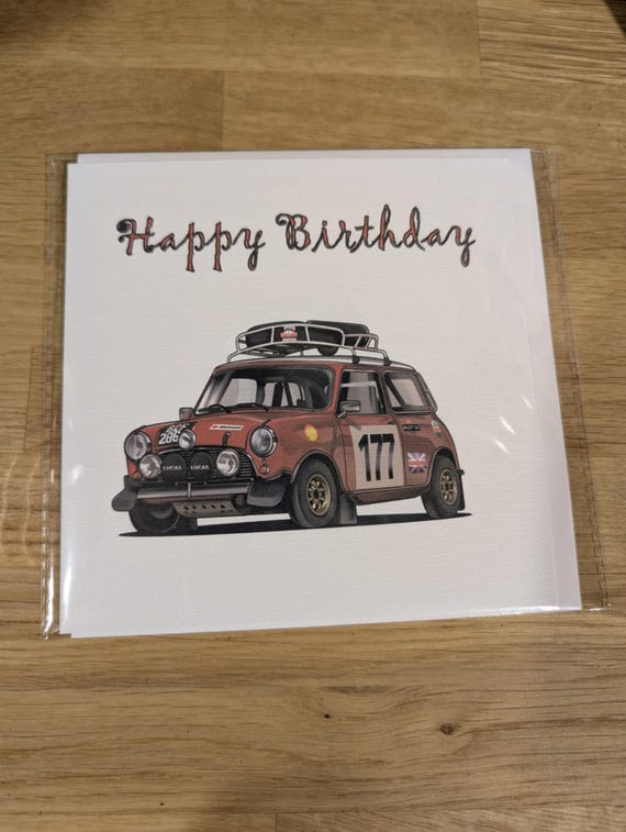 Mini Cooper S Rally Car Happy Birthday Greeting Card - Etsy