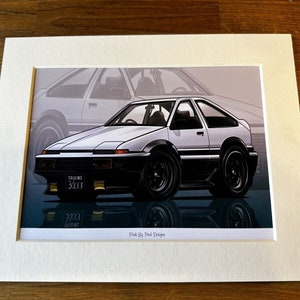 Toyota AE86 Tureno Cartoon Style Car Drawing.