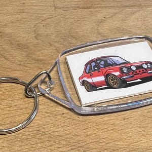 Ford Escort MK1 Rally Car Plastic Key Ring.
