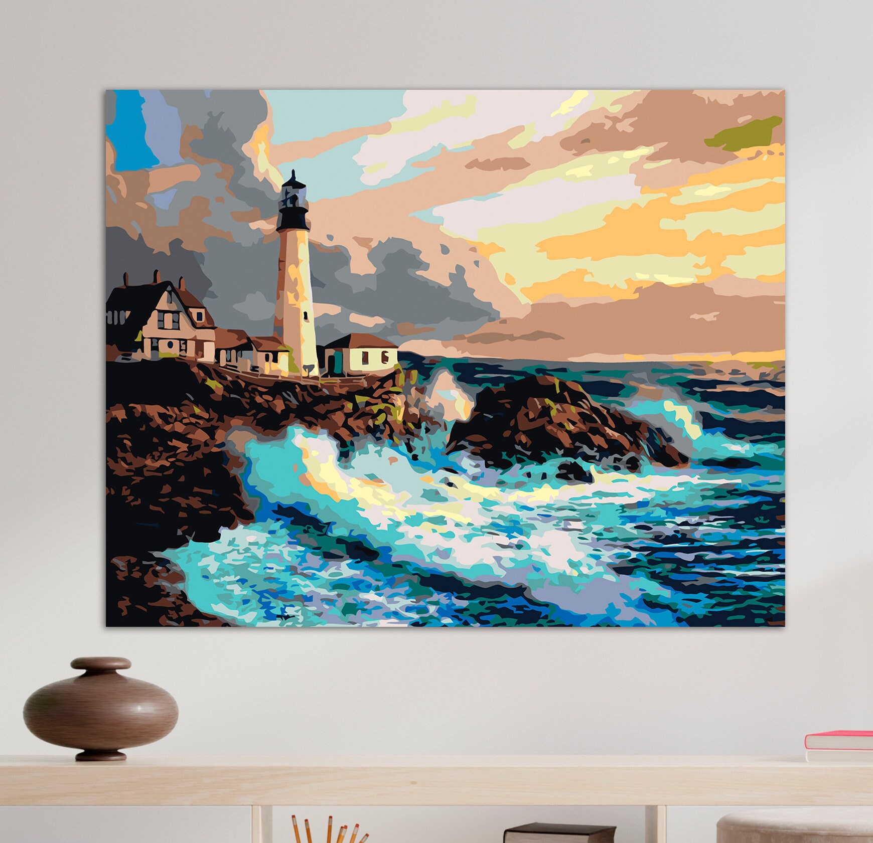 Seaview Art Paint By Numbers Ocean Canvas Painting By Numbers Etsy