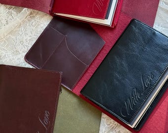 A5 Genuine Leather Portfolio | Veg-tanned Glazed Distressed Leather | Traveler's Notebook Insert | Zipper Compartment with Pockets
