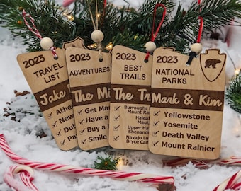 Personalized National Park Ornament: Engraved Wood Adventure Keepsake