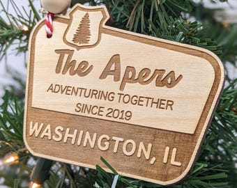 Custom National Park Sign Ornament: Rustic Christmas Keepsake